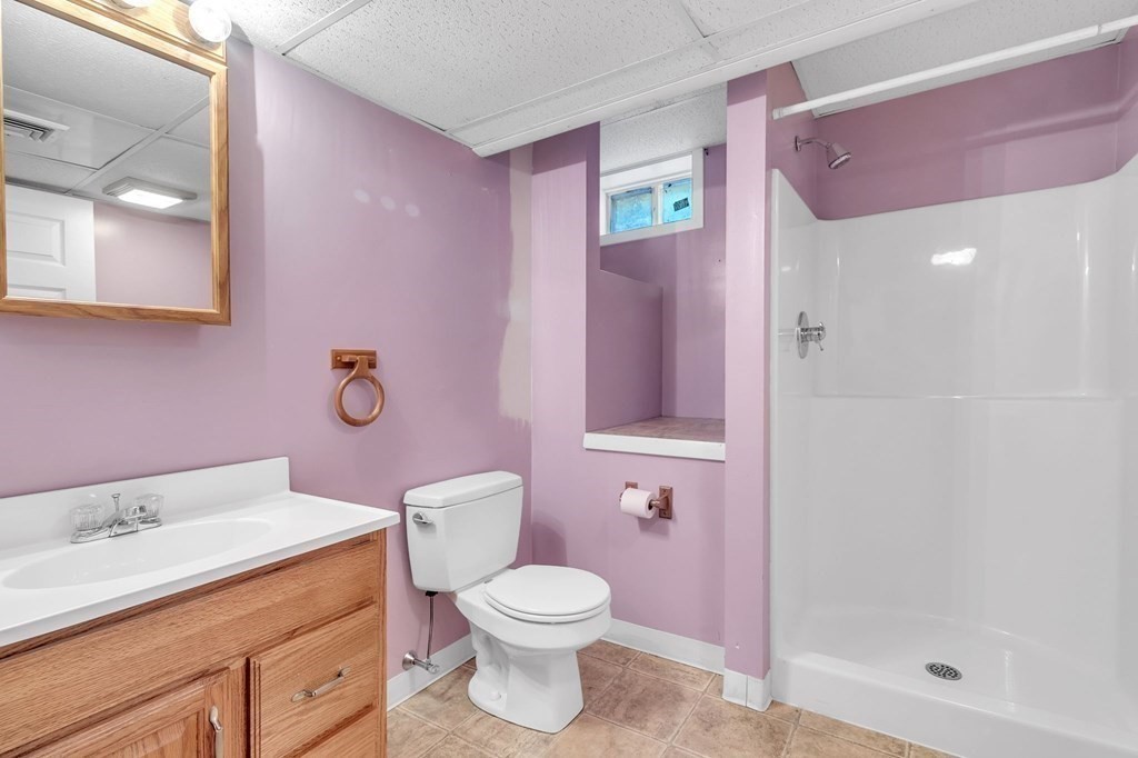 160 Laurel Hill Road Westhampton, MA 01027 - Photo 42 of 42 a bathroom with a sink a toilet a shower and a mirror