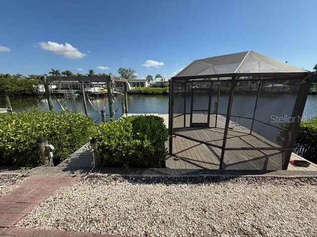 a view of a terrace with a bench