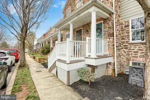 a view of a building with a bench
