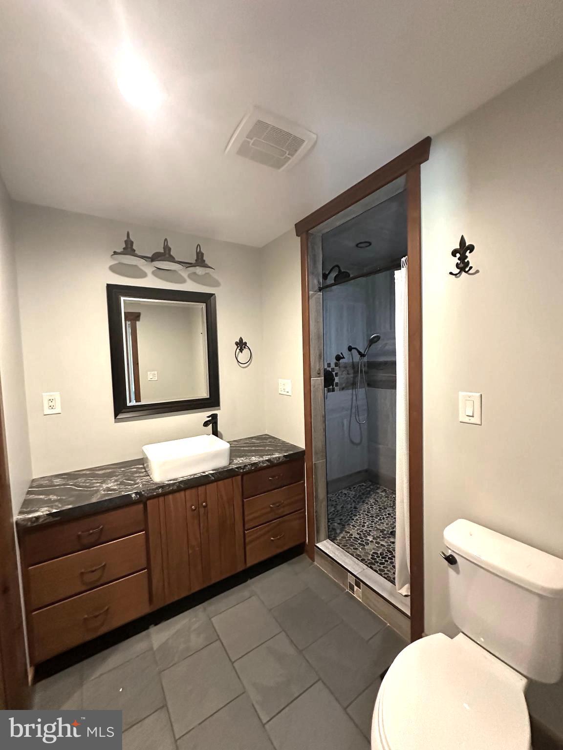 3720 Basford Road Frederick, MD 21703 - Photo 20 of 38 a bathroom with a toilet a sink and glass door
