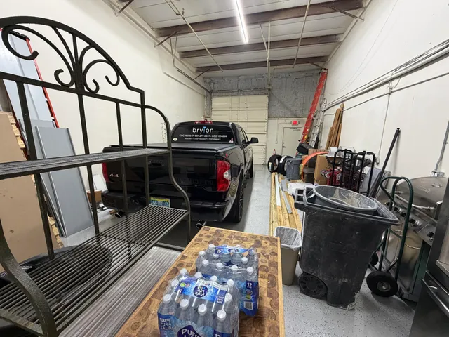 a car is parked in a garage