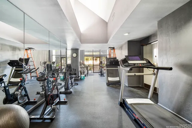 a view of a room with gym equipment