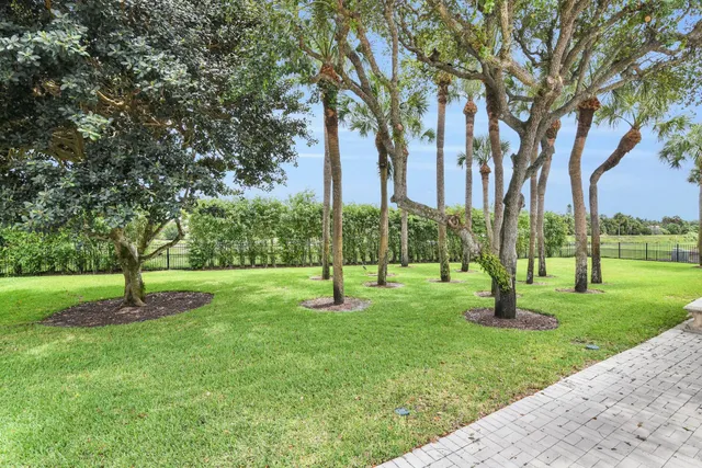 a view of a chair and tables in the backyard of a house