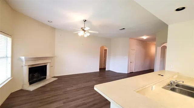 a view of a livingroom with a fireplace