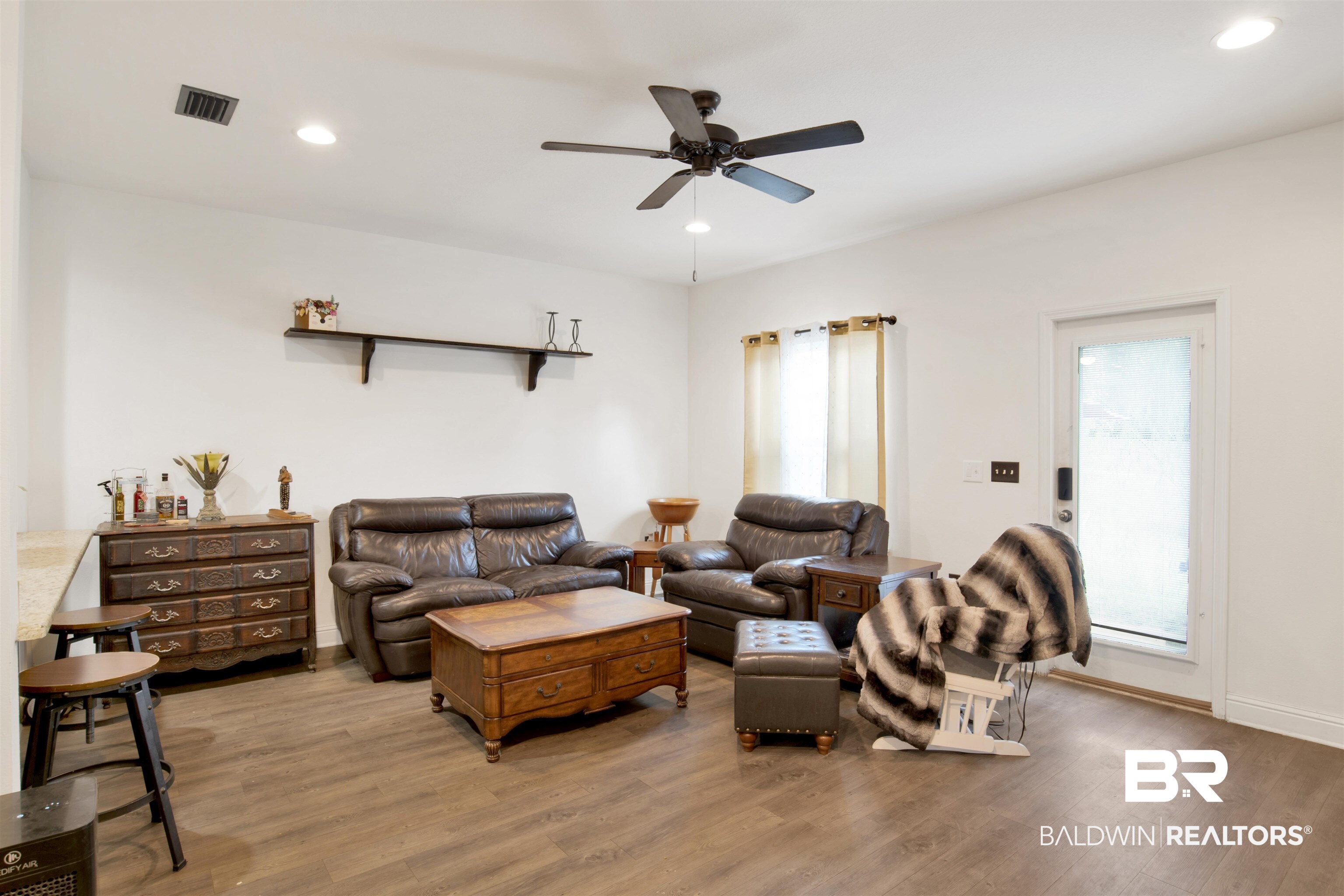 25806 Pollard Road, Unit 80 Daphne, AL 36526 - Photo 18 of 30 Living area featuring light wood-type flooring, recessed lighting, and a ceiling fan