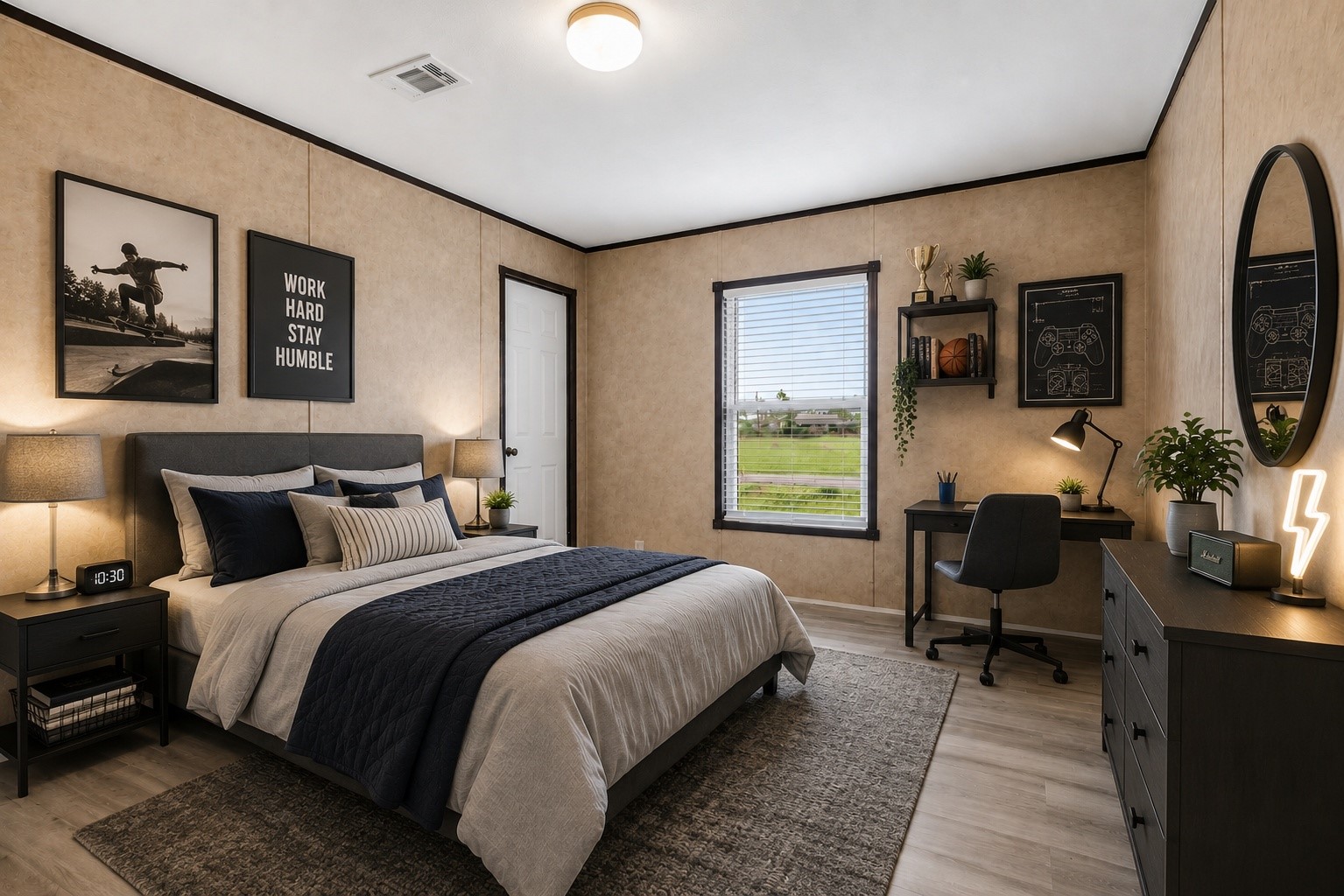 15158 Schank Road Conroe, TX 77306 - Photo 15 of 17 a bedroom with bed chair and glass door