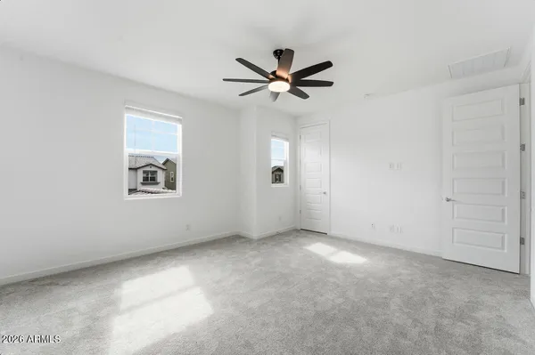 a view of an empty walk in closet