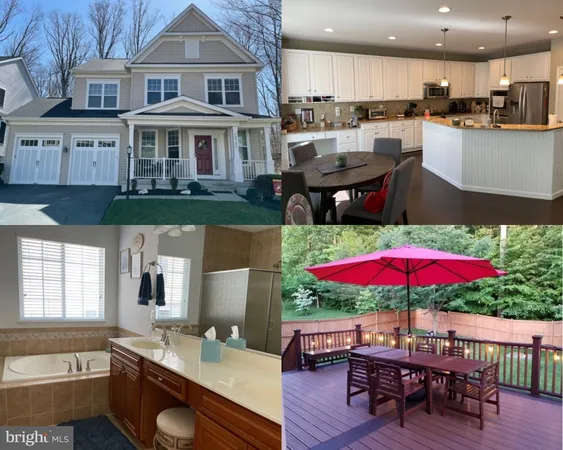 a dinning table and chairs under an umbrella in kitchen