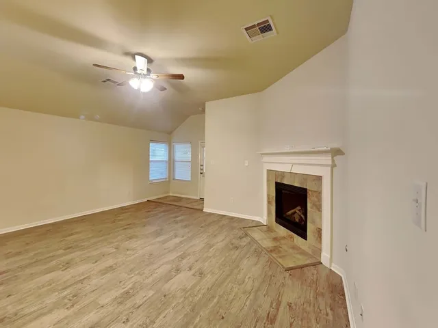 a view of a room with a gallery