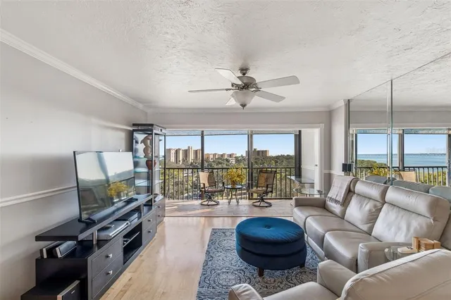 a view of balcony with furniture