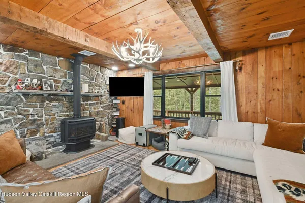 a living room with furniture