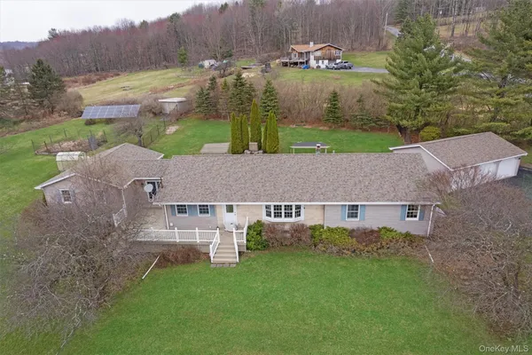an aerial view of a house