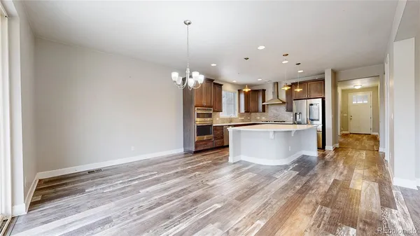 a large kitchen with a lot of counter space