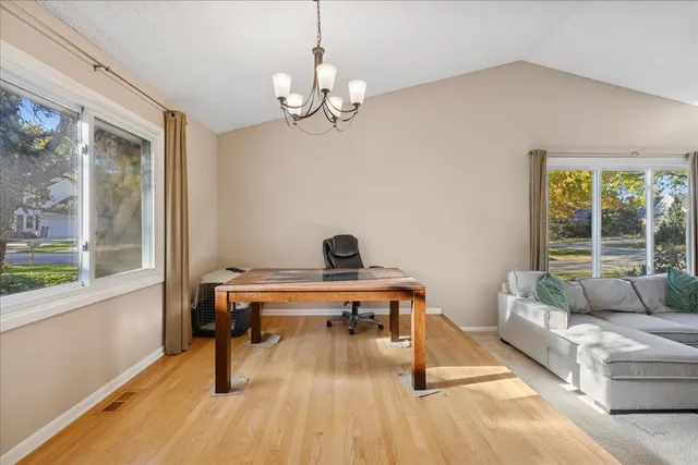 a living room with a couch and a table