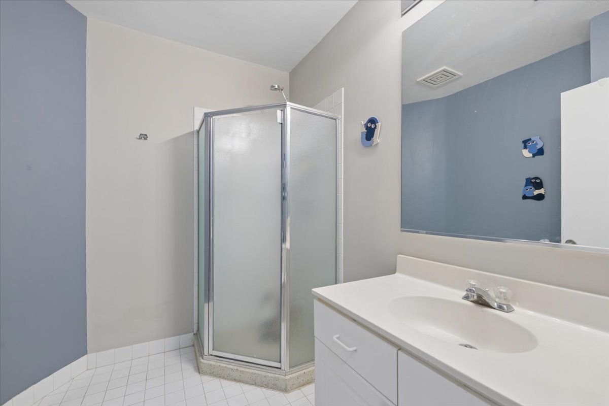 161 West Harrison Street, Unit 901 Chicago, IL 60605 - Photo 8 of 18 a bathroom with a shower sink and mirror