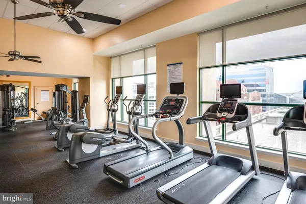 a view of a room with gym equipment