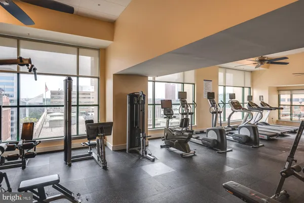 a view of a room with gym equipment