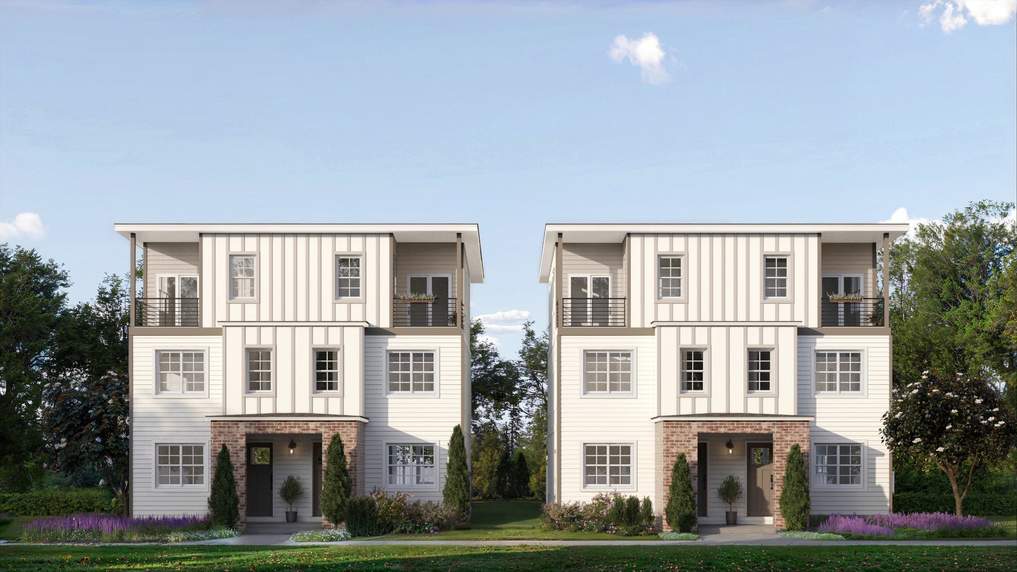 a front view of building with yard