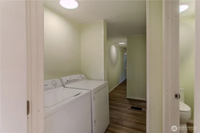 a utility room with dryer and washer