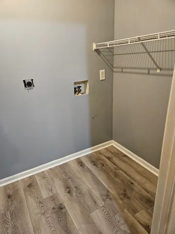 a view of a room with racks on the wall