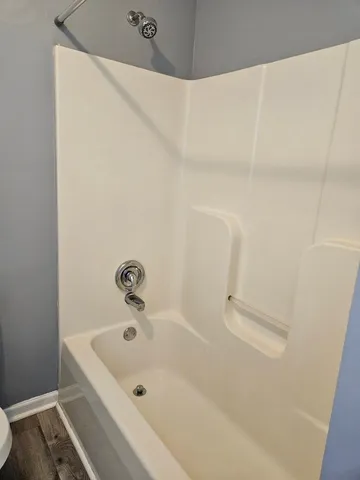a bathroom with a bathtub