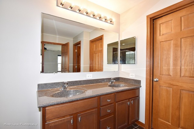 427 Acushnet Street Elgin, IL 60124 - Photo 16 of 26 a bathroom with a granite countertop sink and a mirror