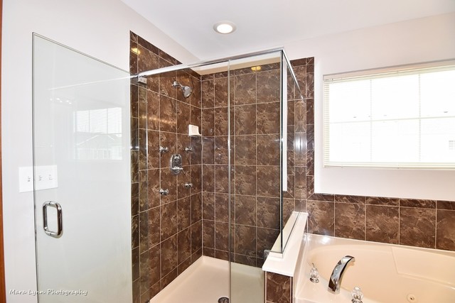 427 Acushnet Street Elgin, IL 60124 - Photo 17 of 26 a bathroom with a shower and a bathtub