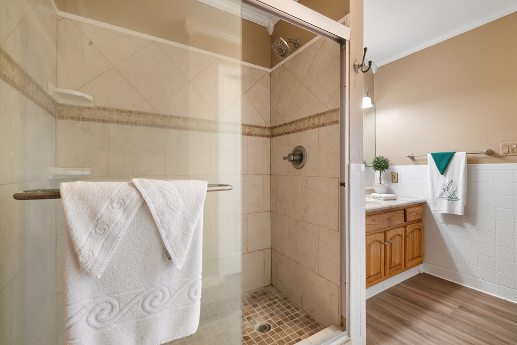 1396 Deerfield Road Young Harris, GA 30582 - Photo 51 of 60 a bathroom with a bathtub and a shower