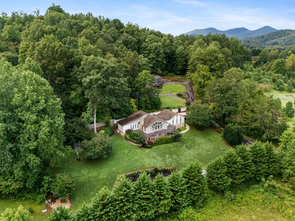 1396 Deerfield Road Young Harris, GA 30582 - Photo 60 of 60 an aerial view of green landscape with trees houses and mountain view