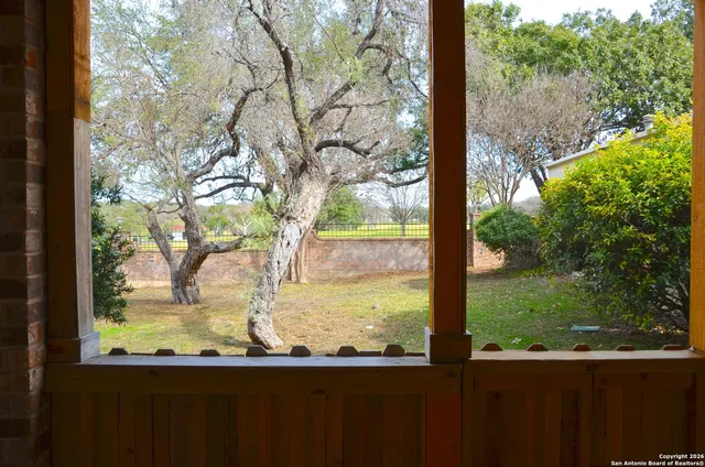 a view of a yard from a window