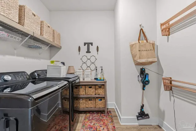 an aerial view of a house with a garden