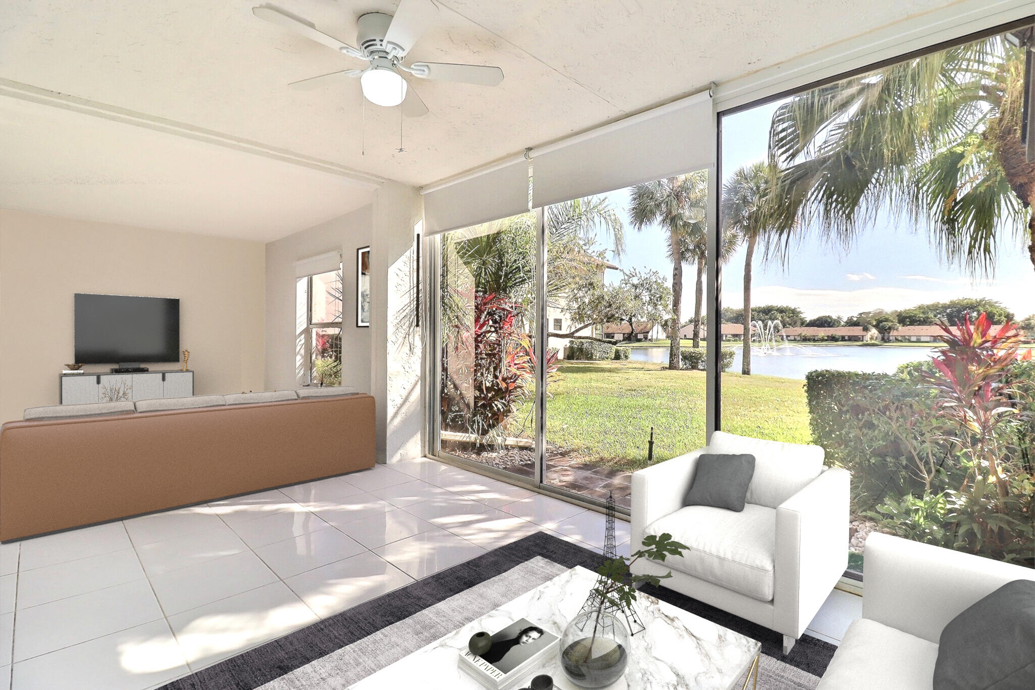 8577 Boca Glades Boulevard West, Unit D Boca Raton, FL 33434 - Photo 10 of 45 Virtually Staged Living Room