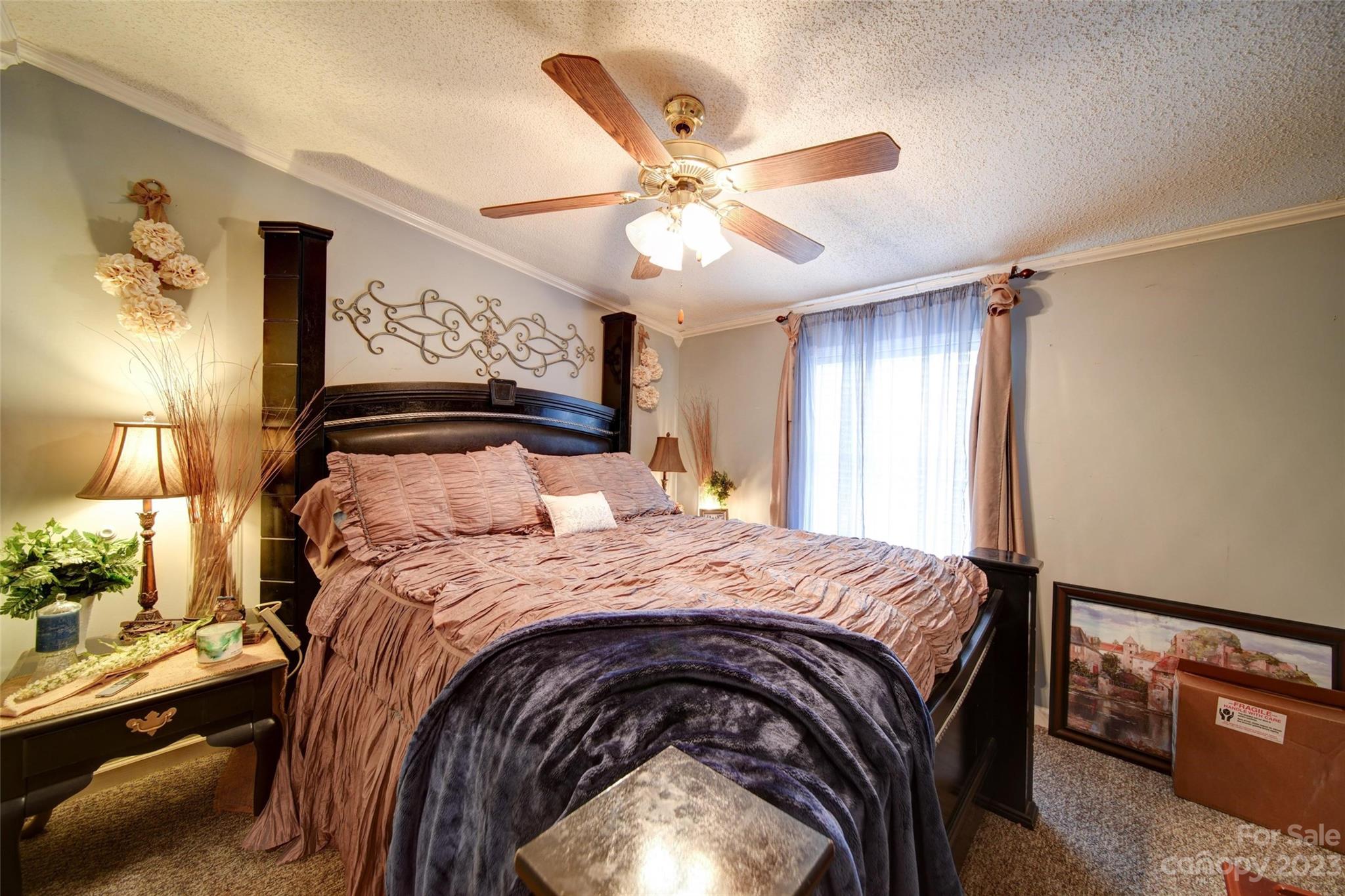 86 Edwards Store Road Peachland, NC 28133 - Photo 15 of 20 a bedroom with a bed and a chandelier