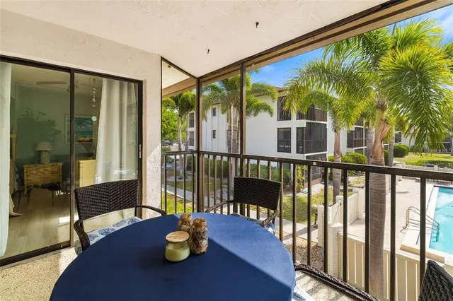 a view of a balcony with couch