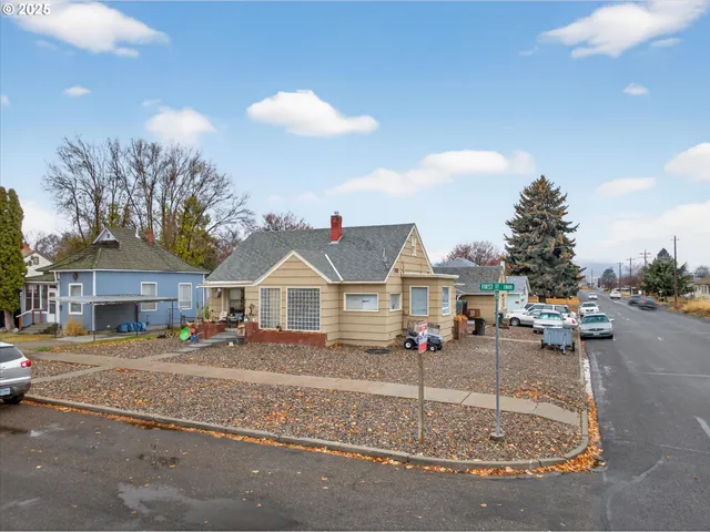 a view of a town with a house
