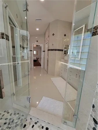 a bathroom with a shower