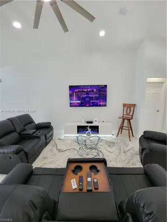 a living room with furniture and a couch