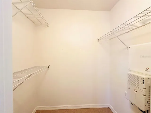 a view of small space with empty racks