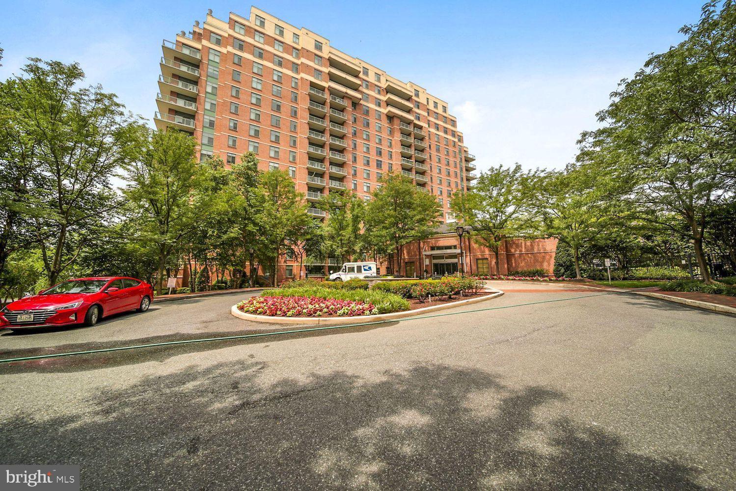 a front view of a building with street view