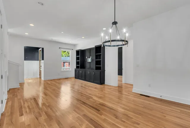 a view of a livingroom with a chandelier