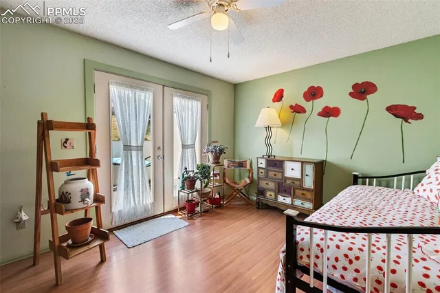 a bedroom with furniture and a bed