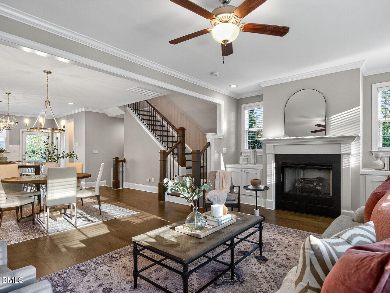 1609 Bowery Drive Raleigh, NC 27607 - Photo 13 of 30 a living room with furniture and a fireplace