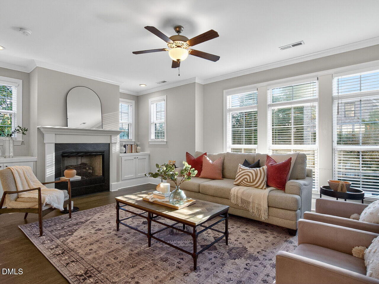 1609 Bowery Drive Raleigh, NC 27607 - Photo 9 of 30 a living room with furniture and a fireplace