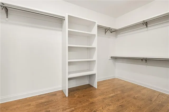a view of an empty walk in closet