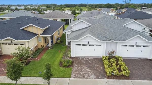 an aerial view of a house