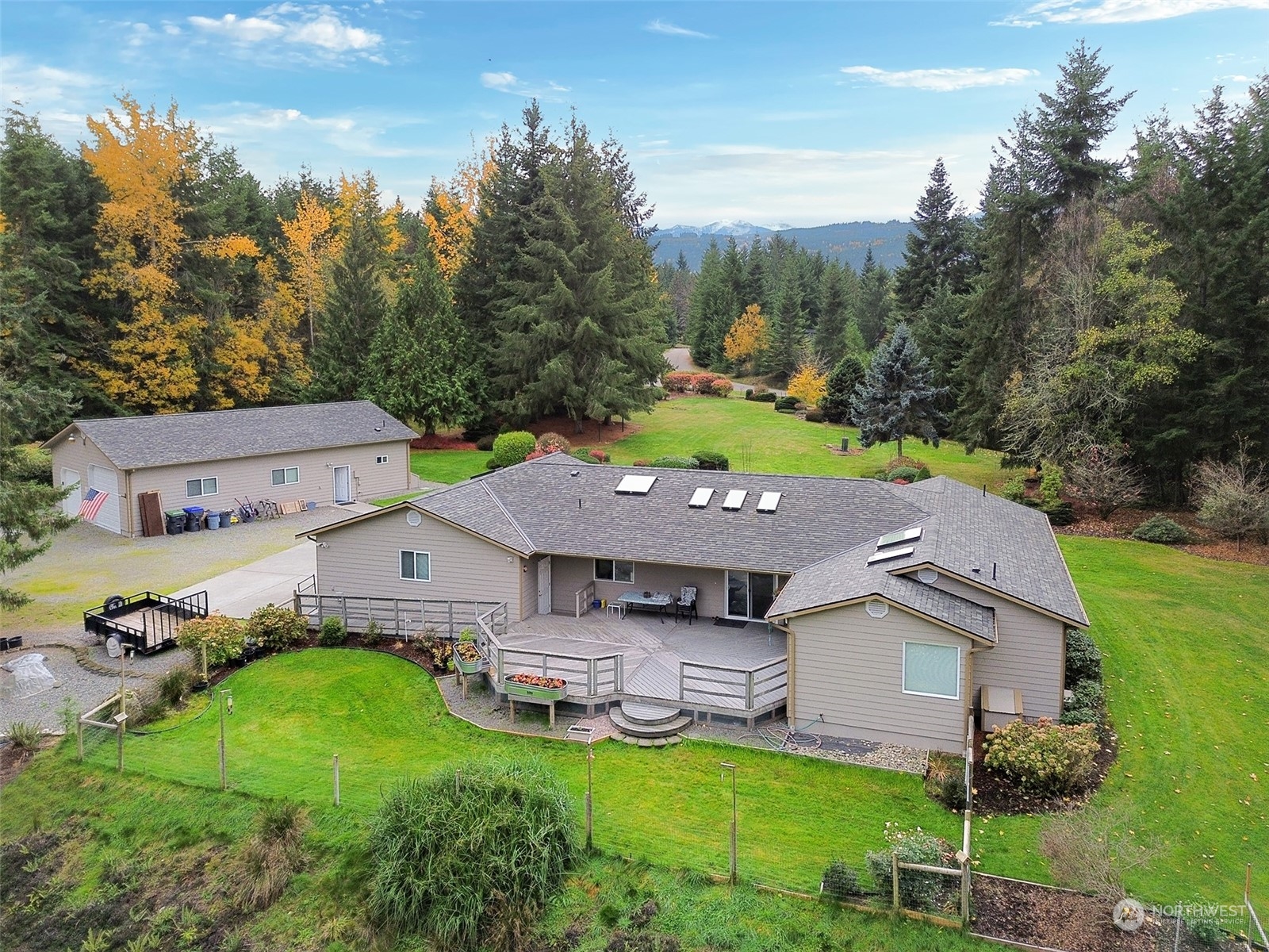 61 Sunny Dell Lane Sequim, WA 98382 - Photo 3 of 40 an aerial view of a house with swimming pool and big yard