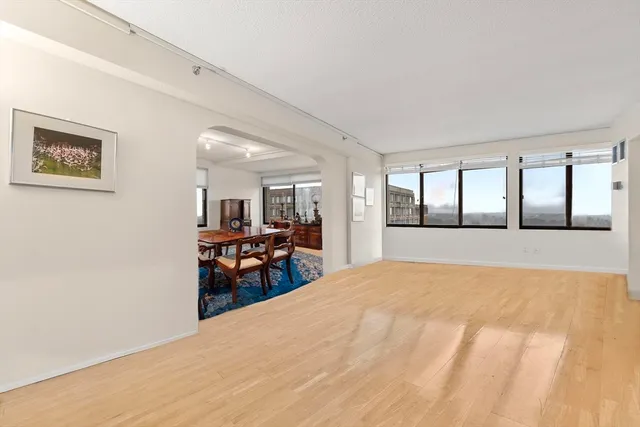 an empty room with windows