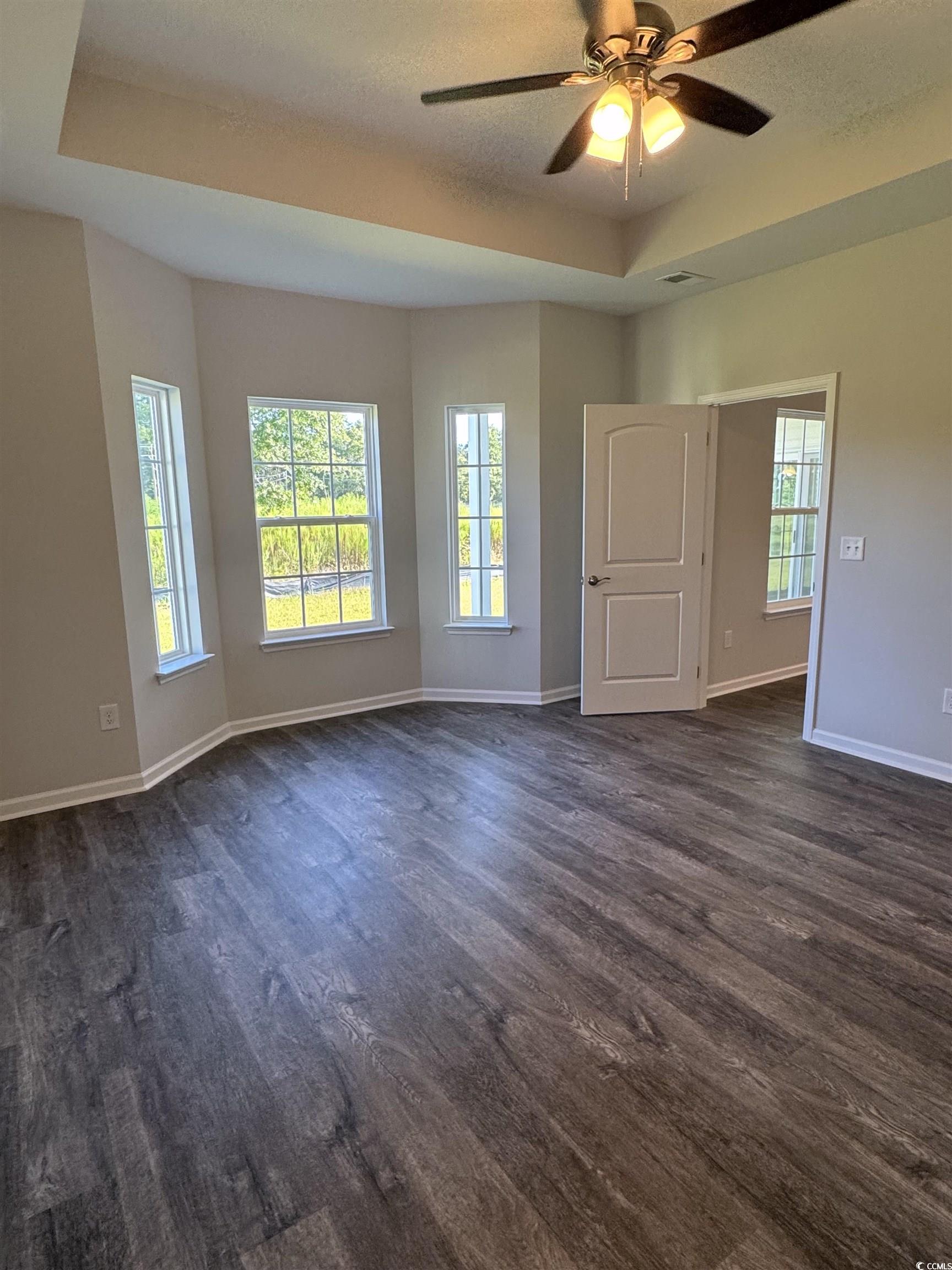 594 Shallow Cv Drive Conway, SC 29527 - Photo 23 of 29 Empty room featuring a raised ceiling, ceiling fan