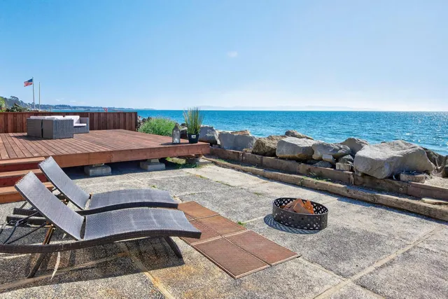 a view of a terrace with furniture