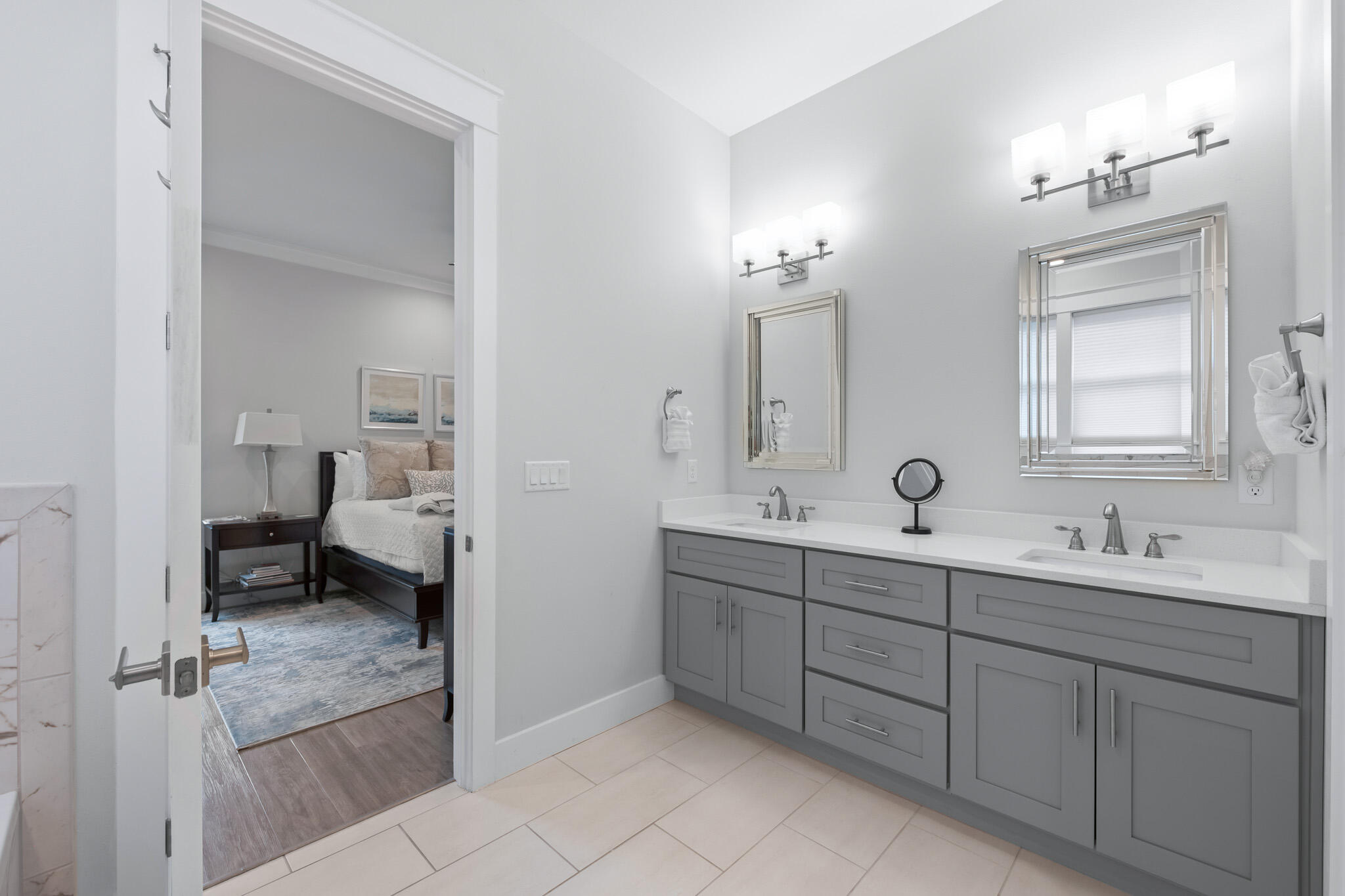 500 Gulfview Circle Santa Rosa Beach, FL 32459 - Photo 28 of 69 a en suite bathroom with double sink and a mirror